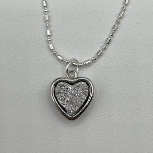 Silver Heart Stone Necklace